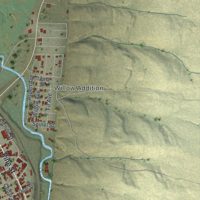 Second close-up of the map of Kemmerer, Wyoming print showing more streets and buildings