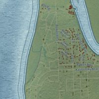 Second close-up of the map of Kenai, Alaska print showing more streets and buildings