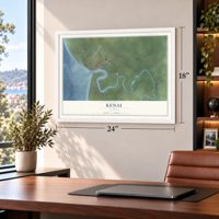 Kenai, Alaska map, 18 x 24 inch print in a white frame in a home office