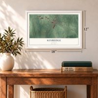 Kenbridge, Virginia map, 12 x 18 inch print in a white frame in an entryway