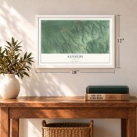 Kennedy, Alabama map, 12 x 18 inch print in a white frame in an entryway