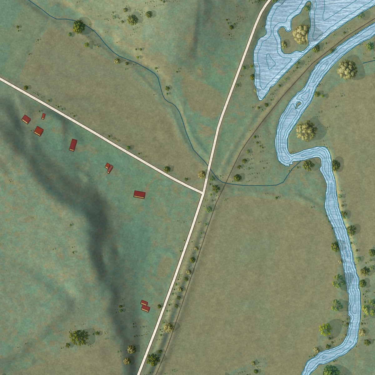 Second close-up of the map of Kennedy, New York print showing more streets and buildings
