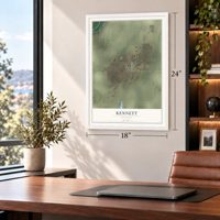 Kennett, Missouri map, 18 x 24 inch print in a white frame in a home office
