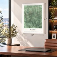 Kennett, Pennsylvania map, 18 x 24 inch print in a white frame in a home office