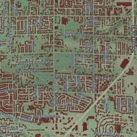 Second close-up of the map of Kennewick, Washington print showing more streets and buildings