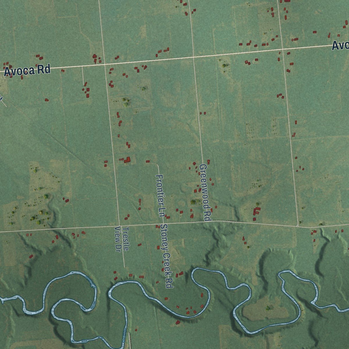 Second close-up of the map of Kenockee, Michigan print showing more streets and buildings