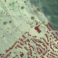 Second close-up of the map of Kensington, California print showing more streets and buildings