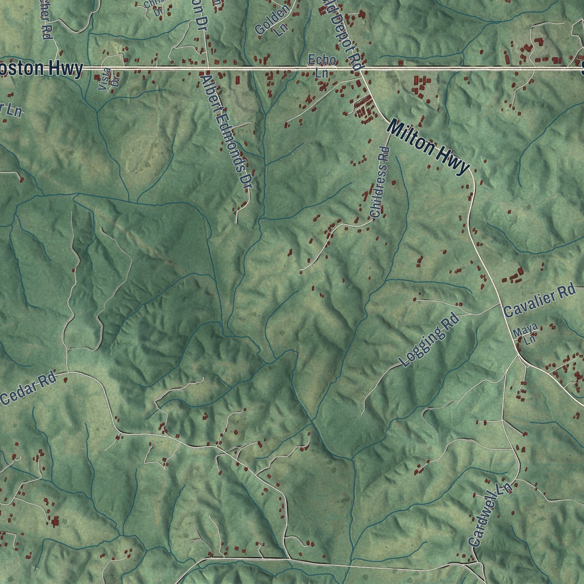 Second close-up of the map of Kentuck, Virginia print showing more streets and buildings
