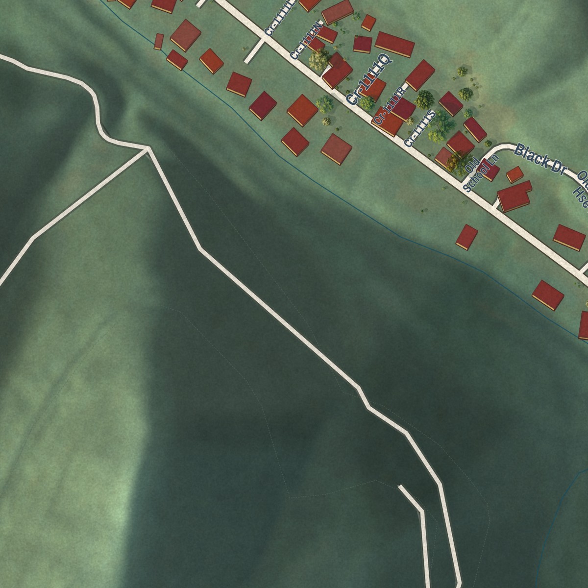 Second close-up of the map of Kenvir, Kentucky print showing more streets and buildings