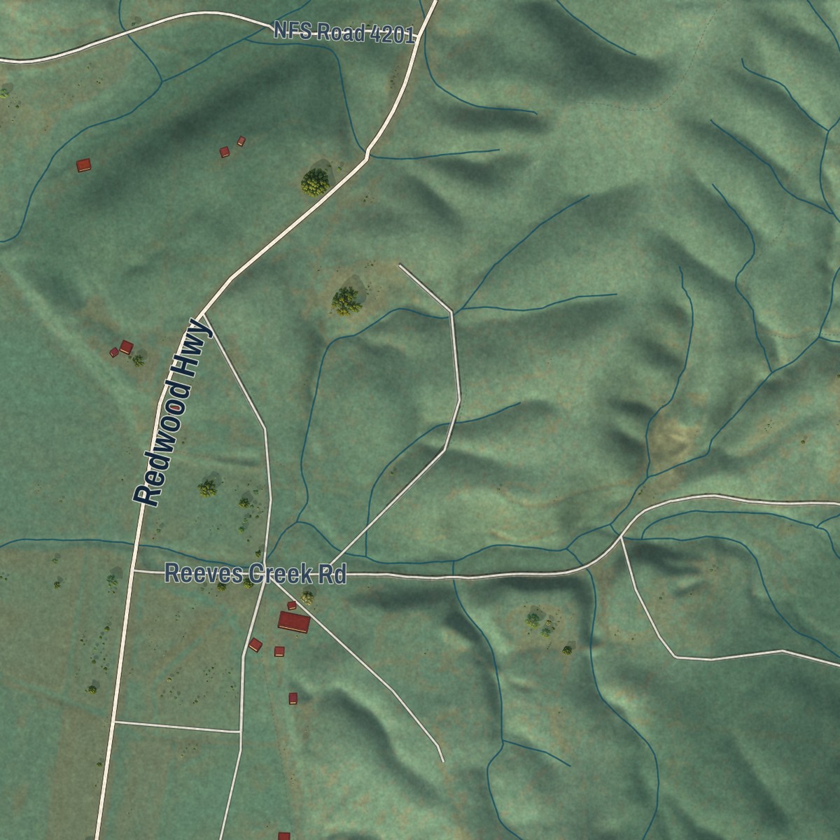 Second close-up of the map of Kerby, Oregon print showing more streets and buildings
