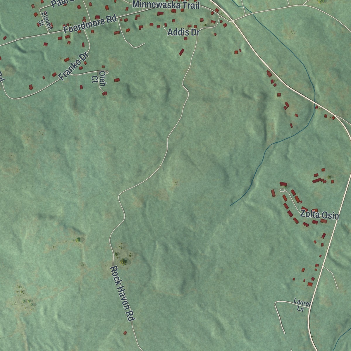 Second close-up of the map of Kerhonkson, New York print showing more streets and buildings