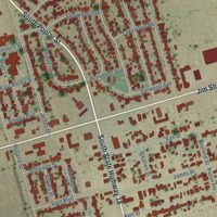 Second close-up of the map of Kermit, Texas print showing more streets and buildings