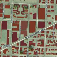 Second close-up of the map of Kerns, Oregon print showing more streets and buildings