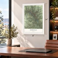 Kerrville, Texas map, 18 x 24 inch print in a white frame in a home office