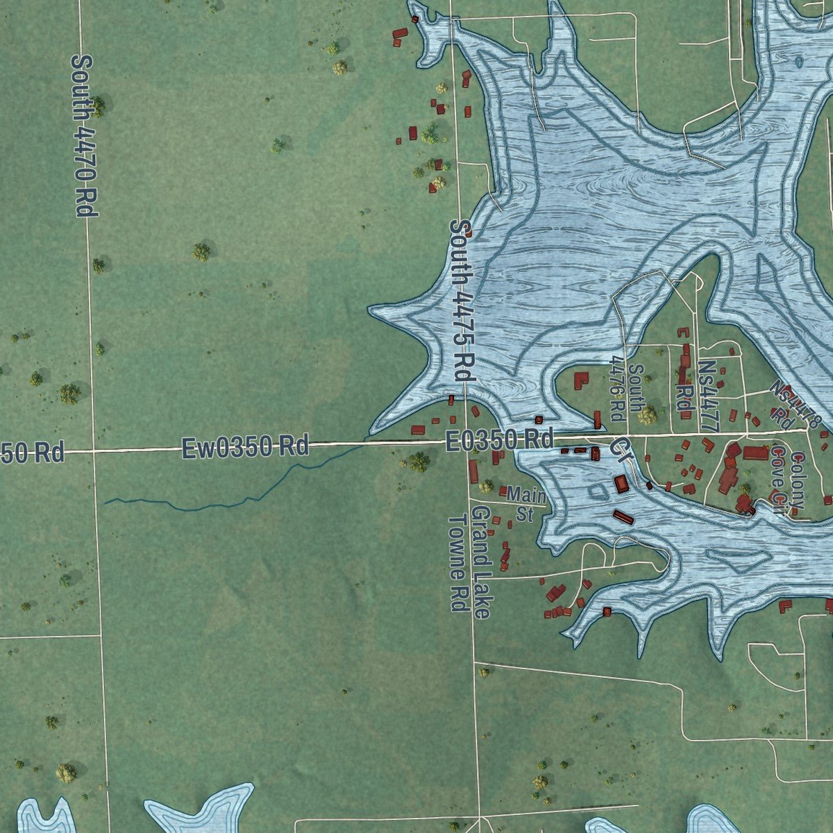 Second close-up of the map of Ketchum, Oklahoma print showing more streets and buildings