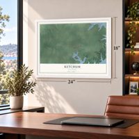 Ketchum, Oklahoma map, 18 x 24 inch print in a white frame in a home office