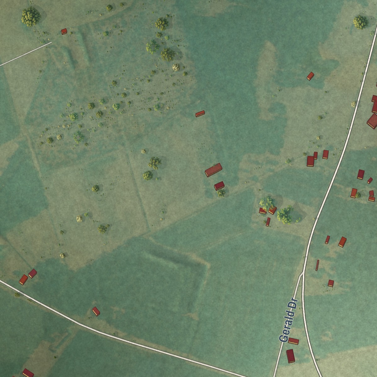Second close-up of the map of Ketchuptown, South Carolina print showing more streets and buildings