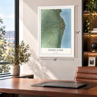 Keuka Park, New York map, 18 x 24 inch print in a white frame in a home office