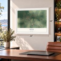Kevil, Kentucky map, 18 x 24 inch print in a white frame in a home office