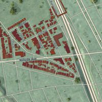 Second close-up of the map of Kew Gardens, New York print showing more streets and buildings