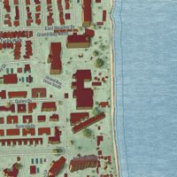 Second close-up of the map of Key Biscayne, Florida print showing more streets and buildings