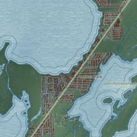 Second close-up of the map of Key Largo, Florida print showing more streets and buildings