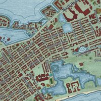 Second close-up of the map of Key West, Florida print showing more streets and buildings