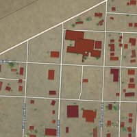 Second close-up of the map of Keyes, Oklahoma print showing more streets and buildings