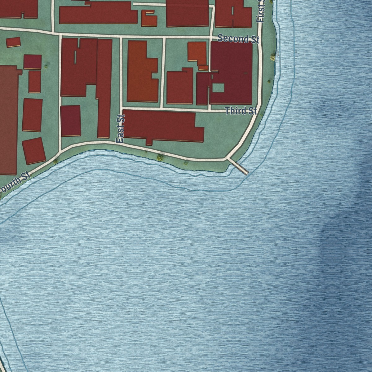 Second close-up of the map of Keyport, Washington print showing more streets and buildings