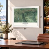 Keystone, Colorado map, 18 x 24 inch print in a white frame in a home office