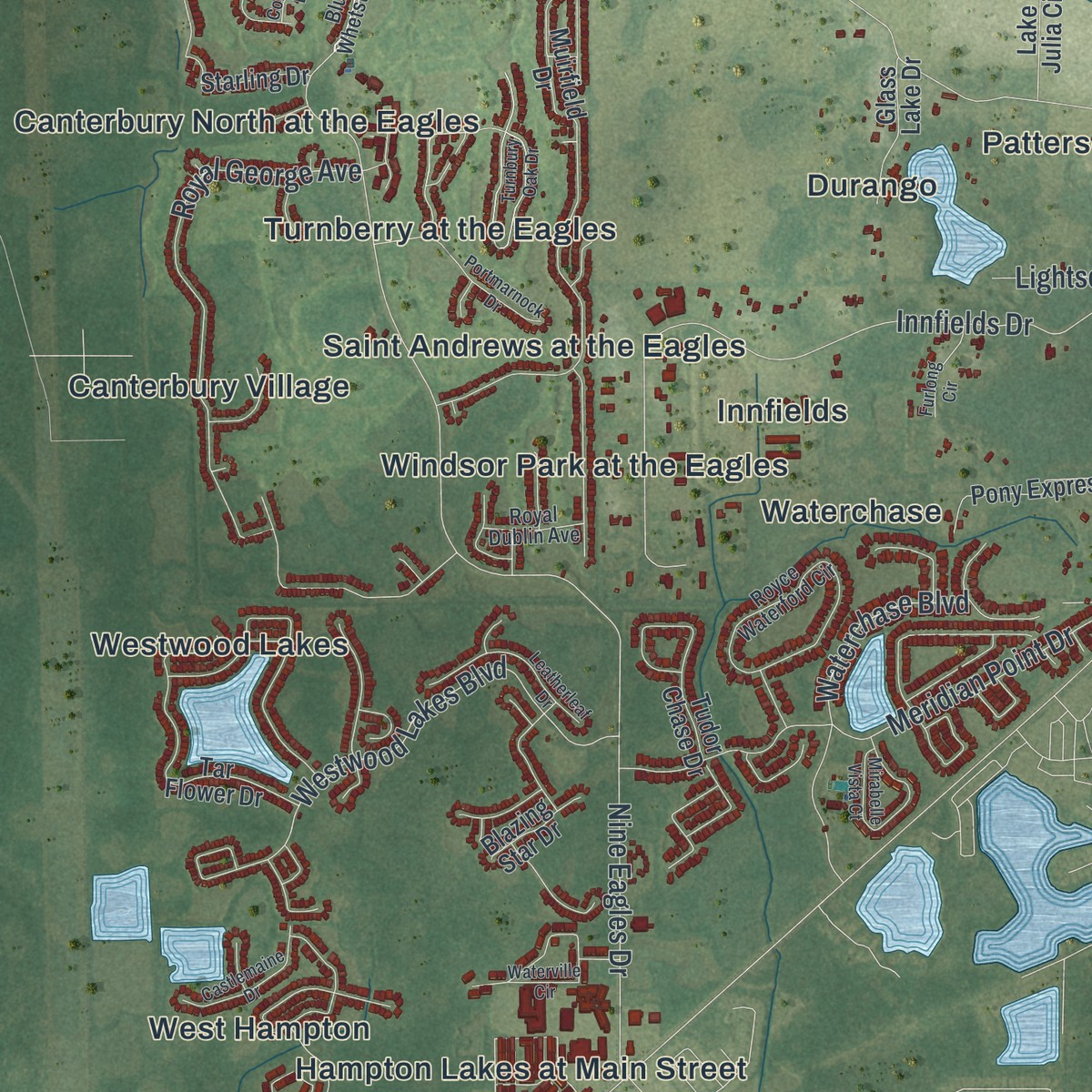 Second close-up of the map of Keystone, Florida print showing more streets and buildings