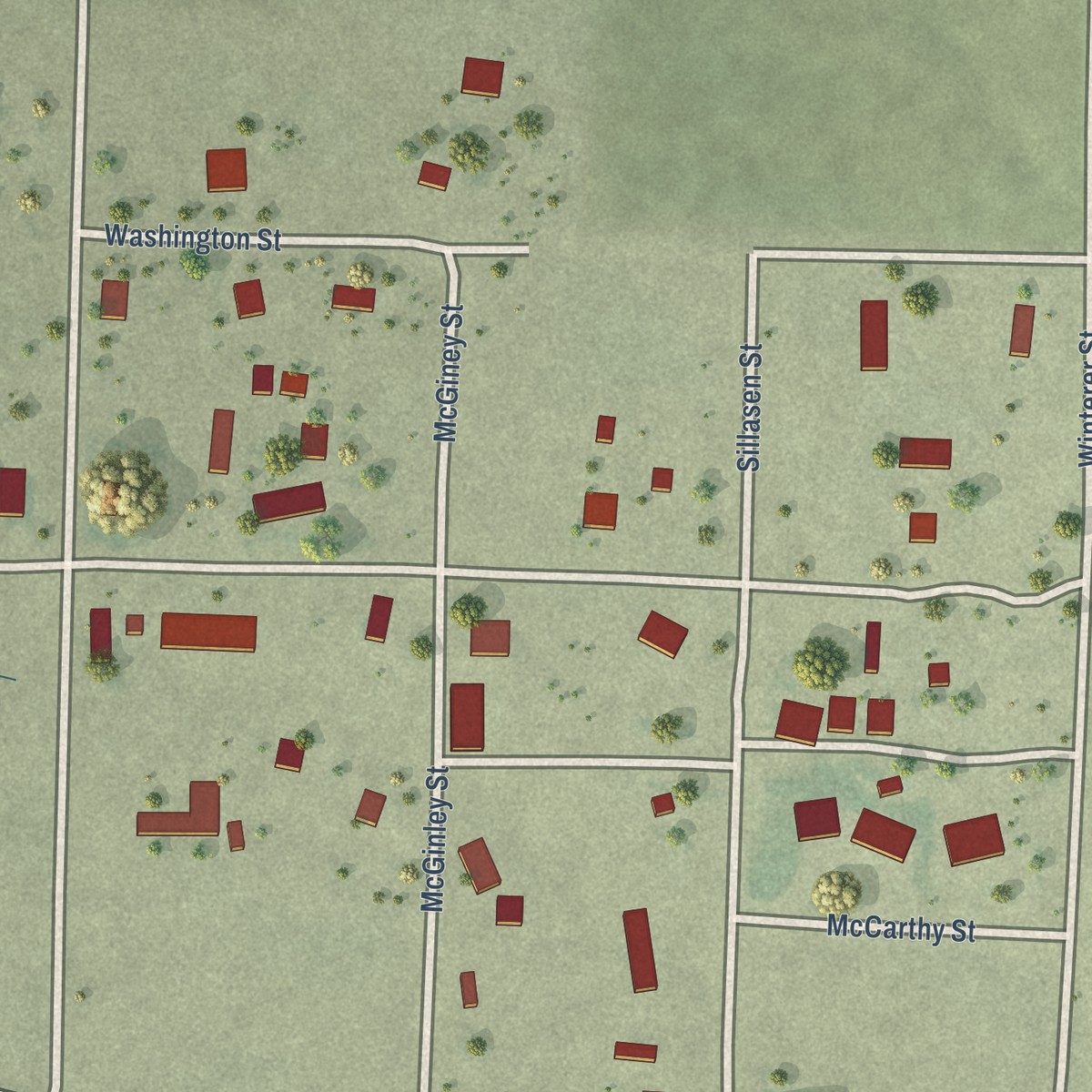 Second close-up of the map of Keystone, Nebraska print showing more streets and buildings
