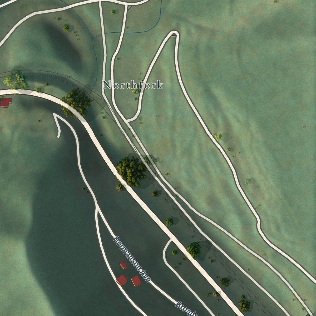 Second close-up of the map of Keystone, West Virginia print showing more streets and buildings