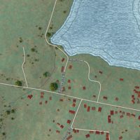 Second close-up of the map of Kiamesha Lake, New York print showing more streets and buildings