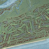 Second close-up of the map of Kiawah Island, South Carolina print showing more streets and buildings