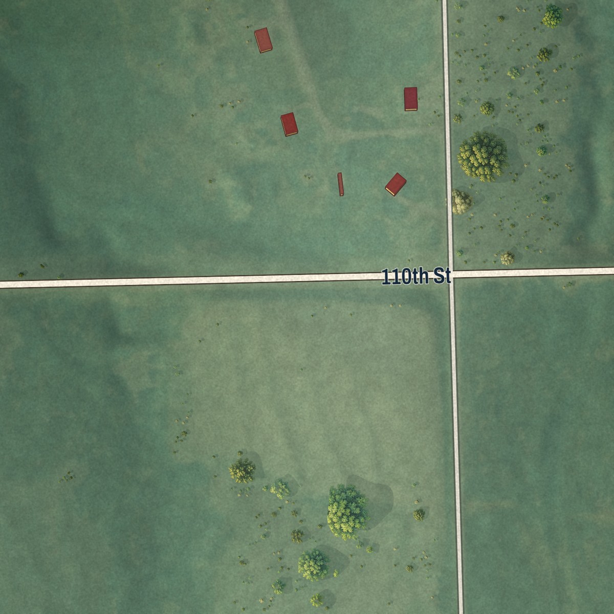 Second close-up of the map of Kickapoo Site 5, Kansas print showing more streets and buildings