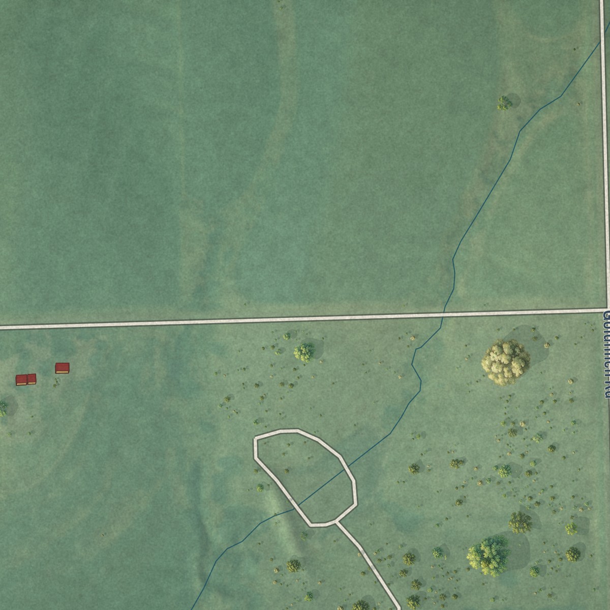 Second close-up of the map of Kickapoo Tribal Center, Kansas print showing more streets and buildings