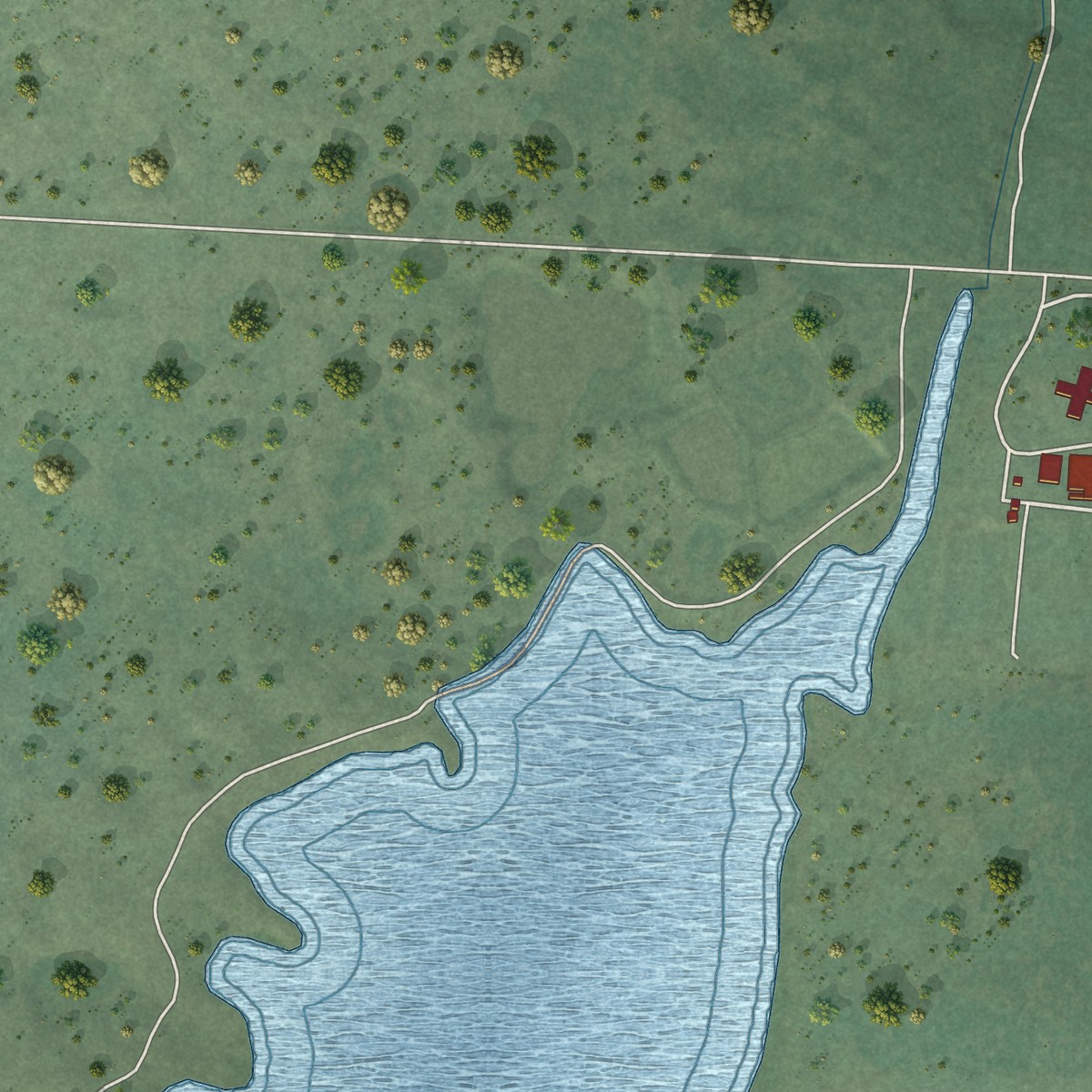 Second close-up of the map of Kicking Horse, Montana print showing more streets and buildings