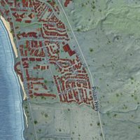 Second close-up of the map of Kihei, Hawaii print showing more streets and buildings