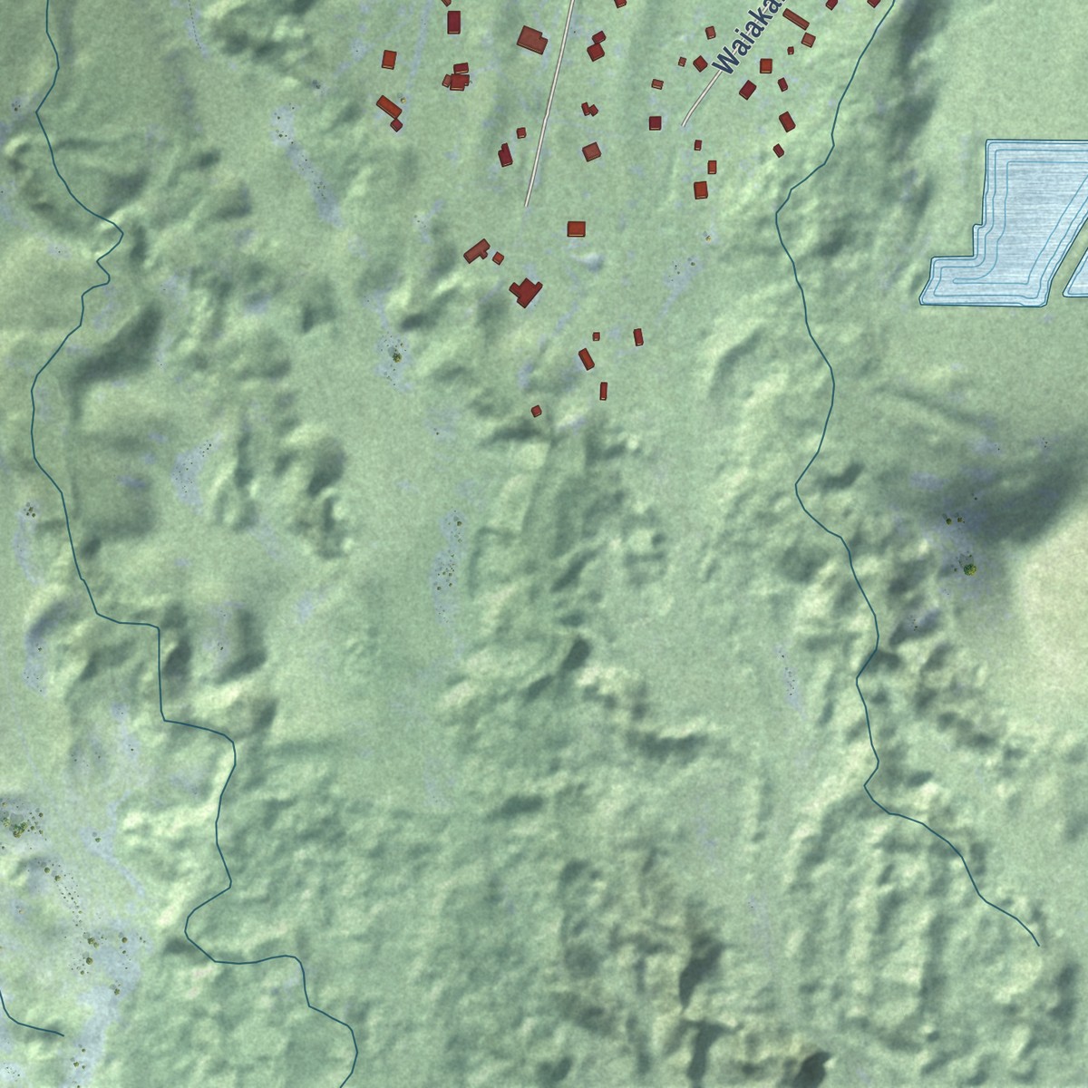 Second close-up of the map of Kilauea, Hawaii print showing more streets and buildings