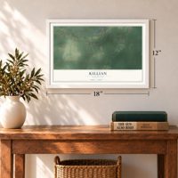 Killian, Louisiana map, 12 x 18 inch print in a white frame in an entryway