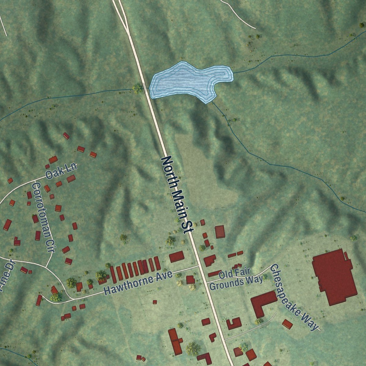 Second close-up of the map of Kilmarnock, Virginia print showing more streets and buildings