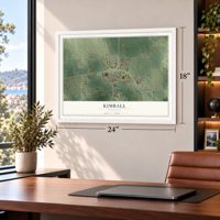 Kimball, Minnesota map, 18 x 24 inch print in a white frame in a home office