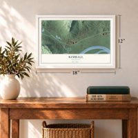 Kimball, Tennessee map, 12 x 18 inch print in a white frame in an entryway