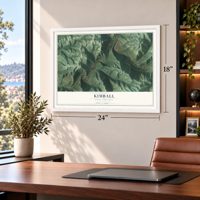 Kimball, West Virginia map, 18 x 24 inch print in a white frame in a home office