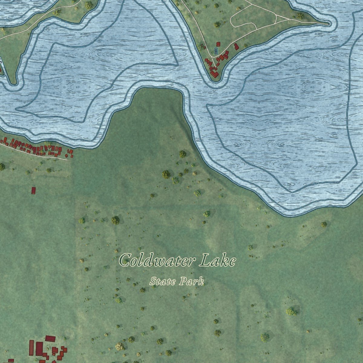 Second close-up of the map of Kinderhook, Michigan print showing more streets and buildings