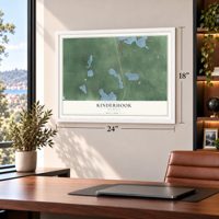 Kinderhook, Michigan map, 18 x 24 inch print in a white frame in a home office