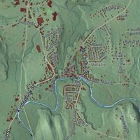 Second close-up of the map of the Town of Kinderhook, New York print showing more streets and buildings