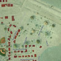 Second close-up of the map of Kindred, North Dakota print showing more streets and buildings