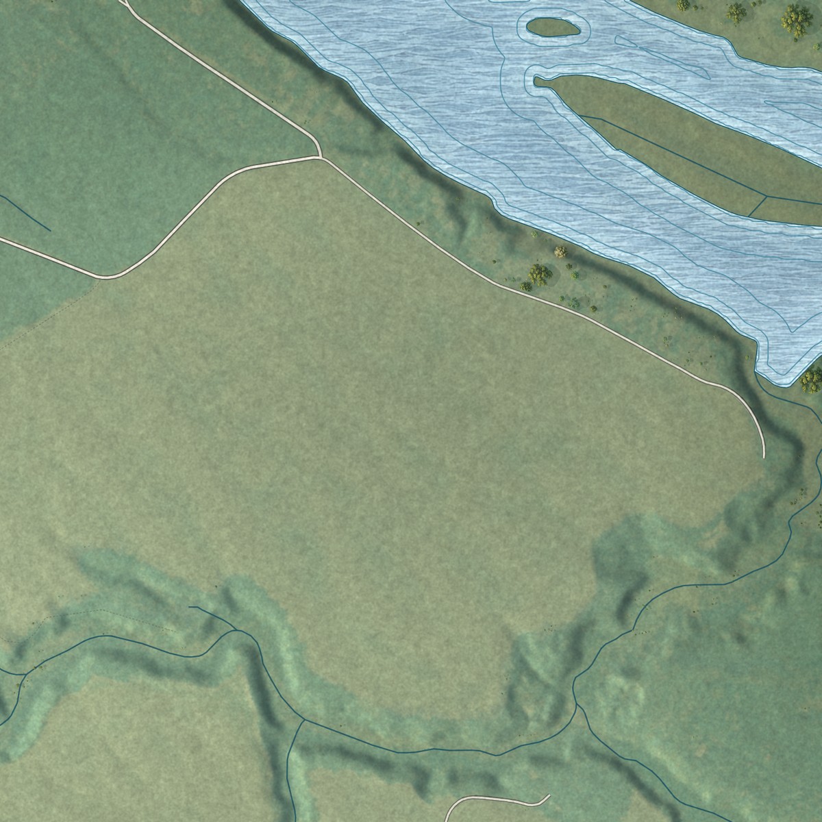 Second close-up of the map of King William, Virginia print showing more streets and buildings